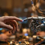 A robot and human handshake representing AI Marketing for Small Businesses in Dubai